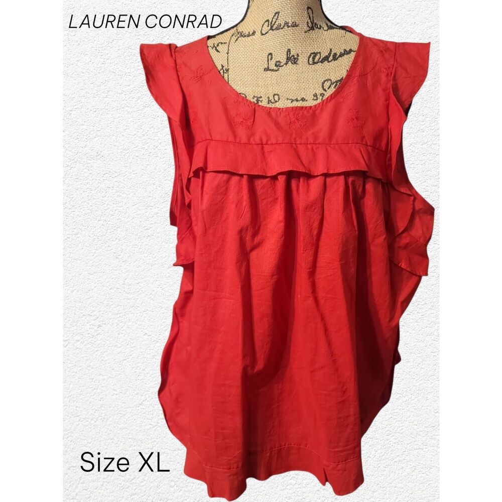 LC Lauren Conrad Red Ruffle-Trim Size XL